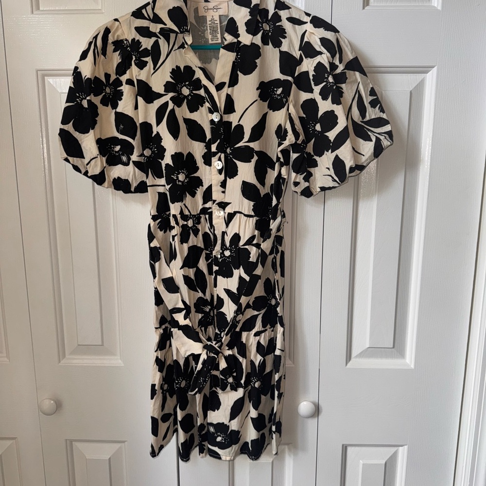 Floral Black and White Dress